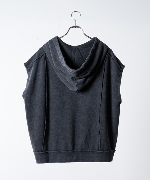 KUUUPY（クーピー）の「Chemical-Wash Sleeveless Zip Hoodie - ケミカル加工 ノースリーブジップパーカー（パーカー・メンズ・ブラック・SMALL/MEDIUM/LARGE）」の16枚目の写真