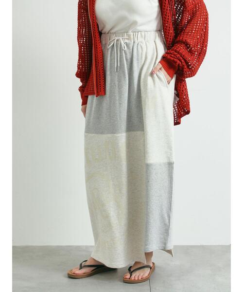 SM2（エスエムツー）の「裏毛プリント配色アシメスカート（スカート・レディース・チャコールグレー/クリーム/グレー/カーキ・F）」の3枚目の写真