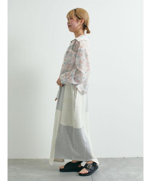 SM2（エスエムツー）の「裏毛プリント配色アシメスカート（スカート・レディース・チャコールグレー/クリーム/グレー/カーキ・F）」の5枚目の写真