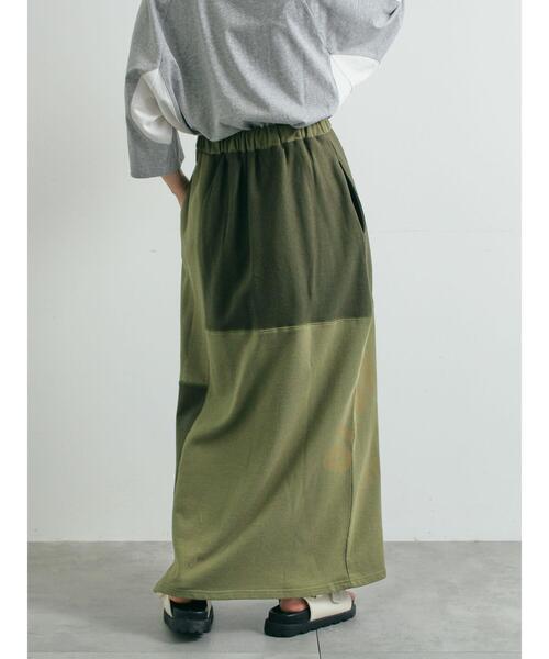 SM2（エスエムツー）の「裏毛プリント配色アシメスカート（スカート・レディース・チャコールグレー/クリーム/グレー/カーキ・F）」の7枚目の写真