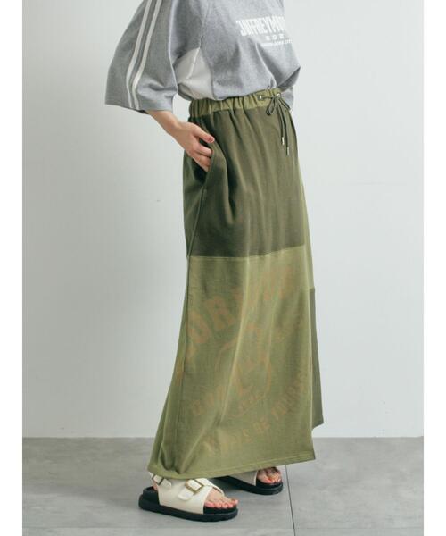 SM2（エスエムツー）の「裏毛プリント配色アシメスカート（スカート・レディース・チャコールグレー/クリーム/グレー/カーキ・F）」の8枚目の写真