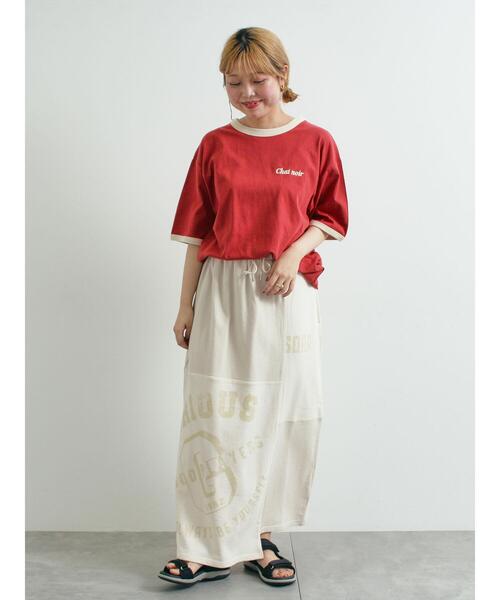 SM2（エスエムツー）の「裏毛プリント配色アシメスカート（スカート・レディース・チャコールグレー/クリーム/グレー/カーキ・F）」の21枚目の写真