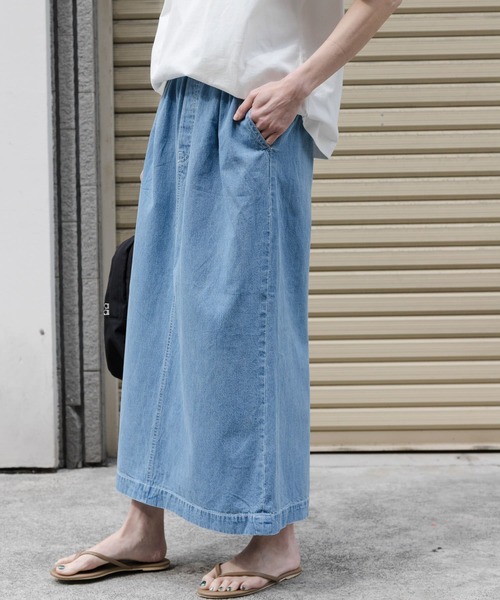 FORK&SPOON（フォークアンドスプーン）の「FORK&SPOON　綿麻デニムスカート（スカート・レディース・ブルー系その他/ワンウォッシュ・1/2）」の5枚目の写真