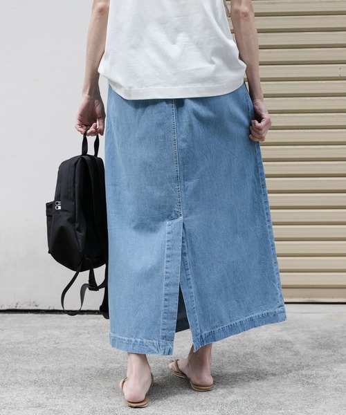 FORK&SPOON（フォークアンドスプーン）の「FORK&SPOON　綿麻デニムスカート（スカート・レディース・ブルー系その他/ワンウォッシュ・1/2）」の6枚目の写真