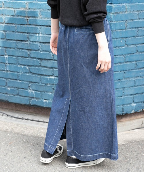FORK&SPOON（フォークアンドスプーン）の「FORK&SPOON　綿麻デニムスカート（スカート・レディース・ブルー系その他/ワンウォッシュ・1/2）」の10枚目の写真
