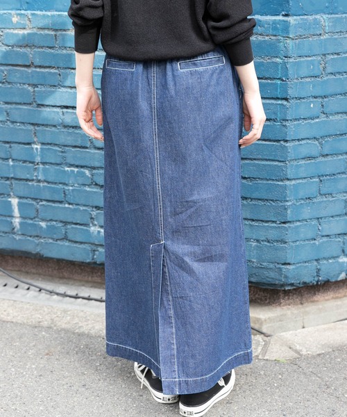 FORK&SPOON（フォークアンドスプーン）の「FORK&SPOON　綿麻デニムスカート（スカート・レディース・ブルー系その他/ワンウォッシュ・1/2）」の11枚目の写真