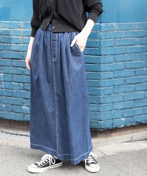 FORK&SPOON（フォークアンドスプーン）の「FORK&SPOON　綿麻デニムスカート（スカート・レディース・ブルー系その他/ワンウォッシュ・1/2）」の14枚目の写真
