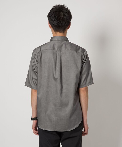 Anthropologie ヘレン コットンシルク 半袖 ボタンダウンシャツ Ralph Lauren シルクコットン半袖シャツ M | CUSTOM FEVER