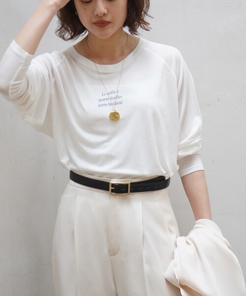 qualite scape（カリテ スケープ）の「シアーロゴロンT/春服/夏服/レイヤード/カジュアル（Tシャツ/カットソー・レディース・ホワイト/ブラック/チャコールグレー・フリー）」の2枚目の写真