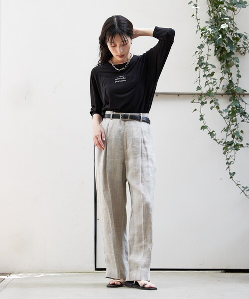 qualite scape（カリテ スケープ）の「シアーロゴロンT/春服/夏服/レイヤード/カジュアル（Tシャツ/カットソー・レディース・ホワイト/ブラック/チャコールグレー・フリー）」の6枚目の写真