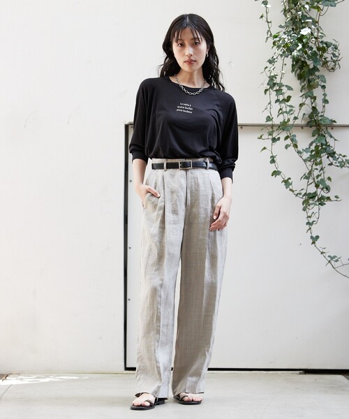 qualite scape（カリテ スケープ）の「シアーロゴロンT/春服/夏服/レイヤード/カジュアル（Tシャツ/カットソー・レディース・ホワイト/ブラック/チャコールグレー・フリー）」の7枚目の写真