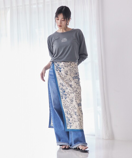qualite scape（カリテ スケープ）の「シアーロゴロンT/春服/夏服/レイヤード/カジュアル（Tシャツ/カットソー・レディース・ホワイト/ブラック/チャコールグレー・フリー）」の12枚目の写真