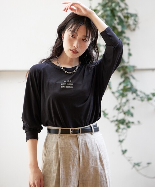 qualite scape（カリテ スケープ）の「シアーロゴロンT/春服/夏服/レイヤード/カジュアル（Tシャツ/カットソー・レディース・ホワイト/ブラック/チャコールグレー・フリー）」の13枚目の写真