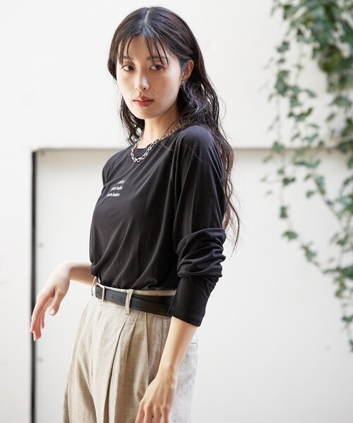 qualite scape（カリテ スケープ）の「シアーロゴロンT/春服/夏服/レイヤード/カジュアル（Tシャツ/カットソー・レディース・ホワイト/ブラック/チャコールグレー・フリー）」の14枚目の写真