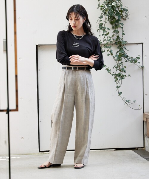 qualite scape（カリテ スケープ）の「シアーロゴロンT/春服/夏服/レイヤード/カジュアル（Tシャツ/カットソー・レディース・ホワイト/ブラック/チャコールグレー・フリー）」の15枚目の写真