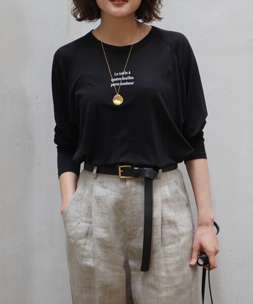 qualite scape（カリテ スケープ）の「シアーロゴロンT/春服/夏服/レイヤード/カジュアル（Tシャツ/カットソー・レディース・ホワイト/ブラック/チャコールグレー・フリー）」の16枚目の写真