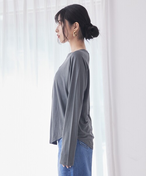 qualite scape（カリテ スケープ）の「シアーロゴロンT/春服/夏服/レイヤード/カジュアル（Tシャツ/カットソー・レディース・ホワイト/ブラック/チャコールグレー・フリー）」の20枚目の写真