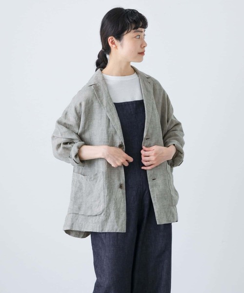 3L相当 カグレ ジャケット 大きいサイズ リネン100 2022ss 現行 リネンテーラードジャケット(その他アウター)|かぐれ(カグレ