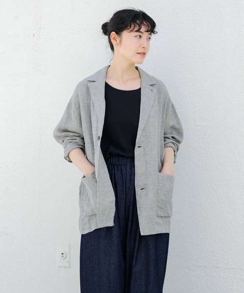かぐれ リネン テーラードジャケット ナチュラル かぐれ（カグレ）の「リネンテーラードジャケット（その他