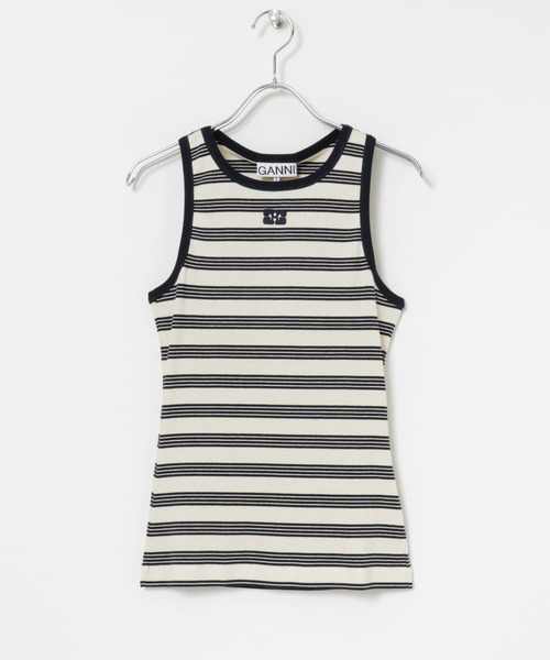 GANNI Striped Cotton Rib Tank 【公式通販】