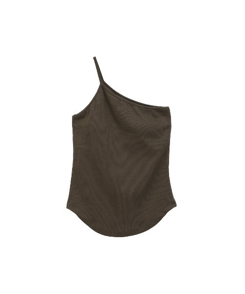 CLANE（クラネ）の「CLANE/クラネ/ONE SHOULDER RIB TANK TOPS（キャミソール・レディース・ホワイト/ブラック/ブラウン・1）」の14枚目の写真