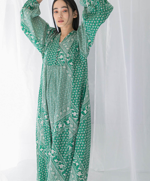 セール】sara mallika COTTON LUREX SCARF PRINT DRESS