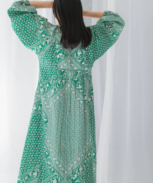 セール】sara mallika COTTON LUREX SCARF PRINT DRESS