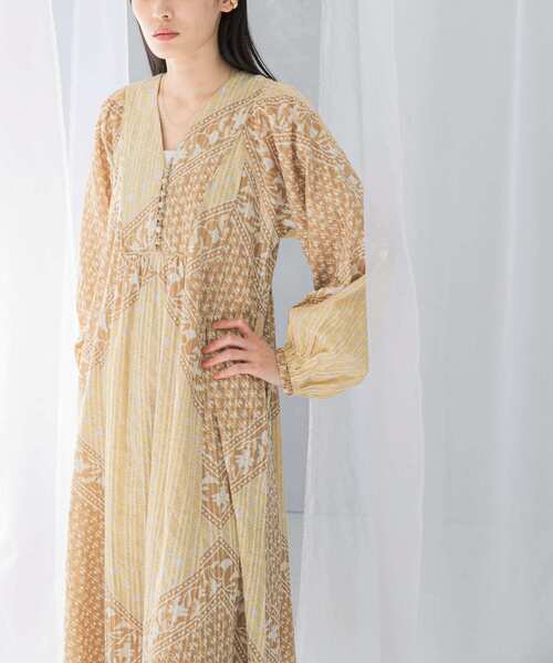 セール】sara mallika COTTON LUREX SCARF PRINT DRESS