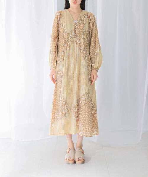 セール】sara mallika COTTON LUREX SCARF PRINT DRESS