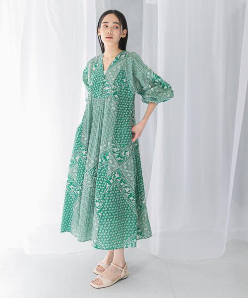 セール】sara mallika COTTON LUREX SCARF PRINT DRESS（ワンピース