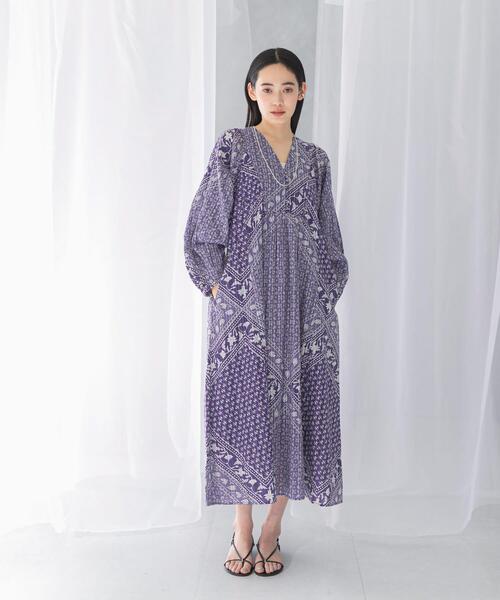 セール】sara mallika COTTON LUREX SCARF PRINT DRESS（ワンピース