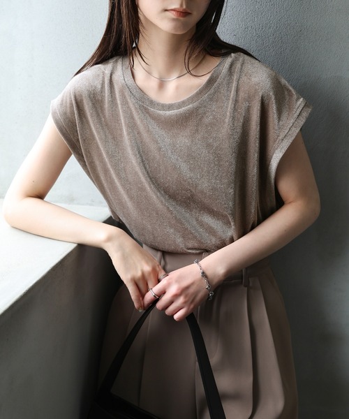 シアーフロッキーフレンチスリーブトップス（Tシャツ/カットソー