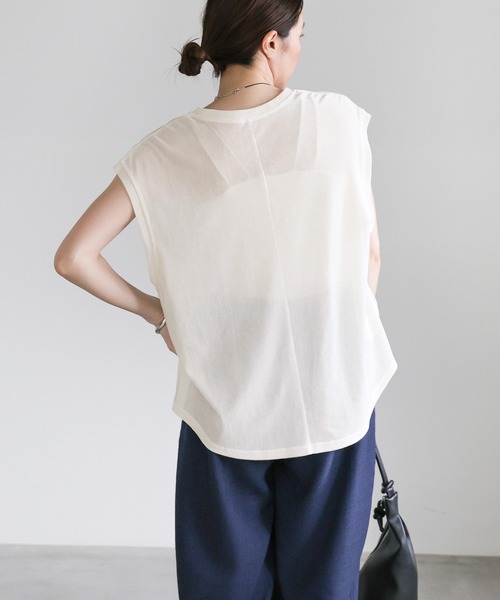 シアーフロッキーフレンチスリーブトップス（Tシャツ/カットソー