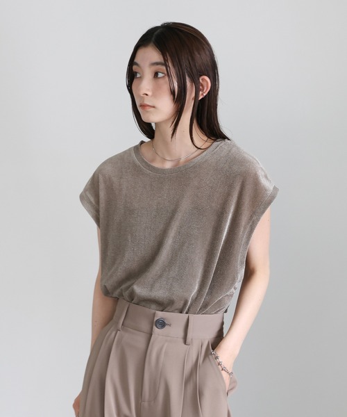 シアーフロッキーフレンチスリーブトップス（Tシャツ/カットソー