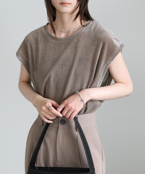 シアーフロッキーフレンチスリーブトップス（Tシャツ/カットソー