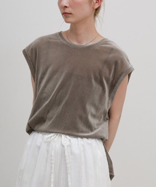 select MOCA(セレクトモカ)の「シアーフロッキーフレンチスリーブトップス(Tシャツ/カットソー・レディース・イエロー/オフホワイト/グレー/ブラック・FREE)」の21枚目の写真