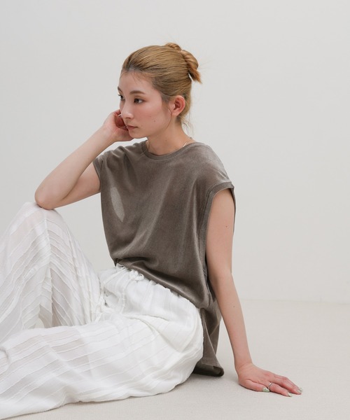 select MOCA(セレクトモカ)の「シアーフロッキーフレンチスリーブトップス(Tシャツ/カットソー・レディース・イエロー/オフホワイト/グレー/ブラック・FREE)」の20枚目の写真