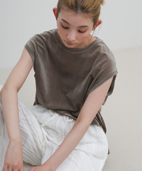select MOCA(セレクトモカ)の「シアーフロッキーフレンチスリーブトップス(Tシャツ/カットソー・レディース・イエロー/オフホワイト/グレー/ブラック・FREE)」の19枚目の写真