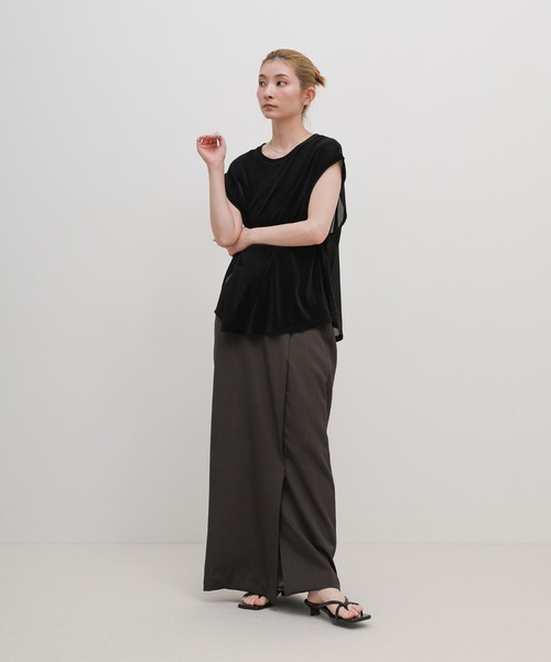 select MOCA(セレクトモカ)の「シアーフロッキーフレンチスリーブトップス(Tシャツ/カットソー・レディース・イエロー/オフホワイト/グレー/ブラック・FREE)」の17枚目の写真