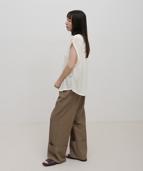 select MOCA(セレクトモカ)の「シアーフロッキーフレンチスリーブトップス(Tシャツ/カットソー・レディース・イエロー/オフホワイト/グレー/ブラック・FREE)」の18枚目の写真