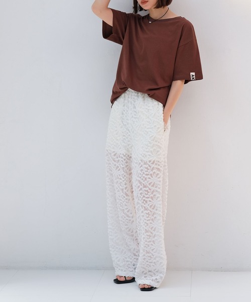 AKTE（アクテ）の「ポイントタグTシャツ（Tシャツ/カットソー・レディース・ブラック/ネイビー/ホワイト/ブラウン/ピンク/レッド・FREE）」の11枚目の写真