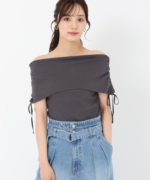 セール】2025春夏新作 ギャザーオフショルカットソー（Tシャツ