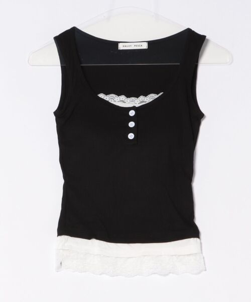 HALEY PESCA（ヘーリーペスカ）の「HALEY PESCA/カップ付き　バイカラー　レイヤードレースタンクトップ（タンクトップ・レディース・ホワイト/ブラック/グレー/レッド・FREE）」の22枚目の写真