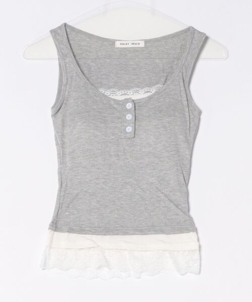 HALEY PESCA（ヘーリーペスカ）の「HALEY PESCA/カップ付き　バイカラー　レイヤードレースタンクトップ（タンクトップ・レディース・ホワイト/ブラック/グレー/レッド・FREE）」の21枚目の写真