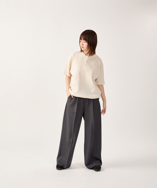 パンツ wide tuck stripe slacks sullen STRIPE TUCK WIDE SLACKS／ストライプタックワイドスラックス