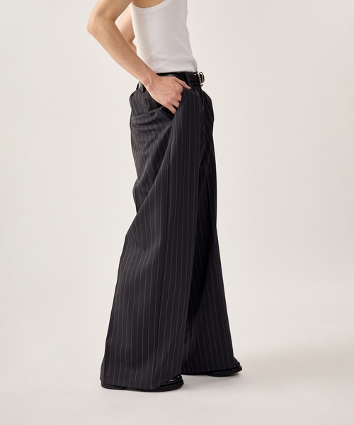 CULLNI /24SS/ ストライプタックワイドパンツ CULLNI /24SS/ ストライプタックワイドパンツ タックワイド