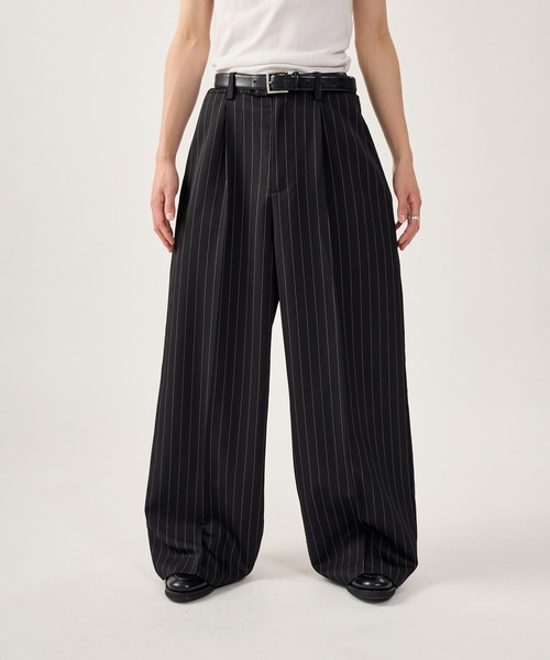 kutir(クティール)の「STRIPE TUCK WIDE SLACKS/ストライプタックワイドスラックス(その他パンツ・メンズ・チャコールグレー/ブラック・SMALL/MEDIUM/LARGE)」の10枚目の写真