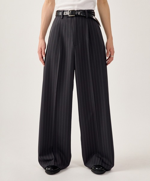 パンツ wide tuck stripe slacks sullen STRIPE TUCK WIDE SLACKS／ストライプタックワイドスラックス
