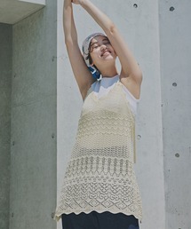 〘 新品タグ付き〙MEZZO PIANO カギ編み キャミソール Lサイズ 肩開きTシャツ＆キャミワンピースセット（ミドルワンピース