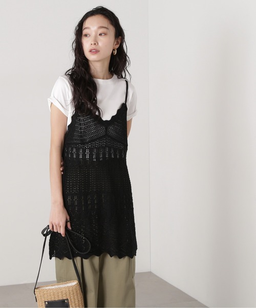 N.（N. Natural Beauty Basic）（エヌエヌナチュラルビューティーベーシック）の「カギアミ風ニットビスチェ（キャミソール・レディース・ブラック/オフホワイト/ダークブラウン・MEDIUM）」の10枚目の写真